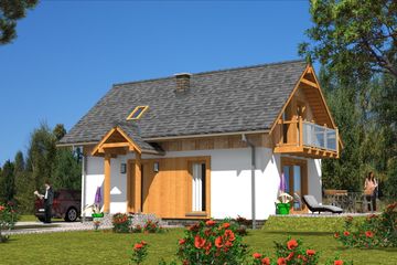  Projekt domu L-98 Dom wilcza szkieletowy (BBD1002) - projekt domu parterowego z poddaszem - Zdjęcie 1