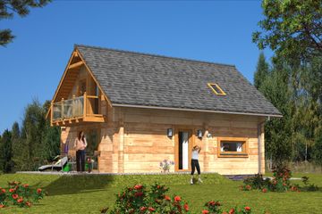  Projekt domu L-98 Dom wilcza z bali (BBD1003) - projekt domu parterowego z poddaszem - Zdjęcie 2