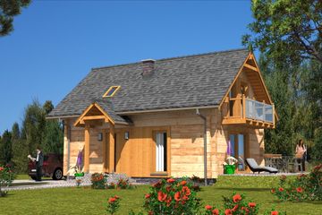  Projekt domu L-98 Dom wilcza z bali (BBD1003) - projekt domu parterowego z poddaszem - Zdjęcie 1