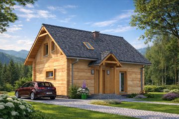  Projekt domu L-98 Dom wilcza z bali (BBD1003) - projekt domu parterowego z poddaszem - Zdjęcie 3