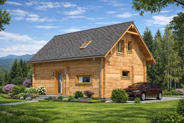  Projekt domu L-98 Dom wilcza z bali (BBD1003) - projekt domu parterowego z poddaszem - Zdjęcie 4