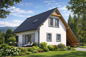 Projekt domu L-12 Dom malarska - murowany - parterowy z poddaszem dom o powierzchni 66,10 m², dach dwuspadowy - ujęcie 3