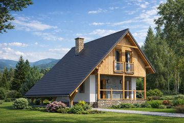  Projekt domu L-12 Dom malarska szkieletowy (BBD1011) - projekt domu parterowego z poddaszem - Zdjęcie 2