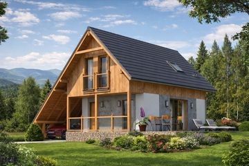  Projekt domu L-12 Dom malarska szkieletowy (BBD1011) - projekt domu parterowego z poddaszem - Zdjęcie 1