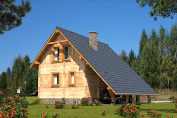  Projekt domu L-12 Dom malarska z bali (BBD1012) - projekt domu parterowego z poddaszem - Zdjęcie 2