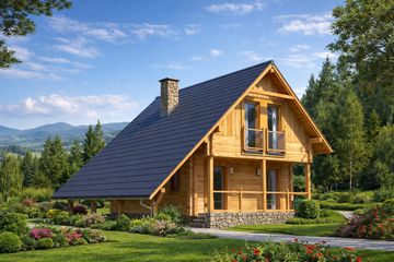  Projekt domu L-12 Dom malarska z bali (BBD1012) - projekt domu parterowego z poddaszem - Zdjęcie 2
