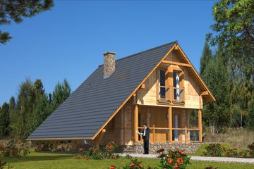  Projekt domu L-12 Dom malarska z bali (BBD1012) - projekt domu parterowego z poddaszem - Zdjęcie 1