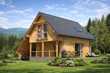  Projekt domu L-12 Dom malarska z bali (BBD1012) - projekt domu parterowego z poddaszem - Zdjęcie 1