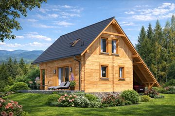  Projekt domu L-12 Dom malarska z bali (BBD1012) - projekt domu parterowego z poddaszem - Zdjęcie 3