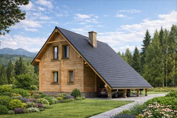  Projekt domu L-12 Dom malarska z bali (BBD1012) - projekt domu parterowego z poddaszem - Zdjęcie 4