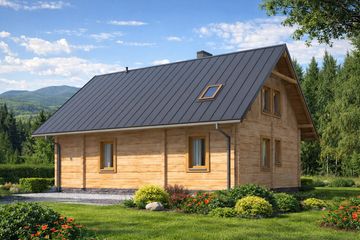  Projekt domu L-14 Dom krecia z bali (BBD1015) - projekt domu parterowego z poddaszem - Zdjęcie 4