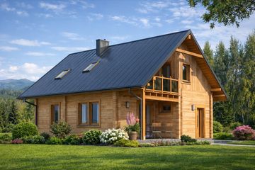  Projekt domu L-14 Dom krecia z bali (BBD1015) - projekt domu parterowego z poddaszem - Zdjęcie 1