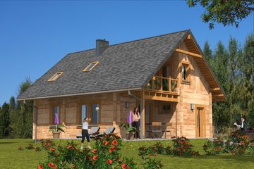  Projekt domu L-14 Dom krecia z bali (BBD1015) - projekt domu parterowego z poddaszem - Zdjęcie 1