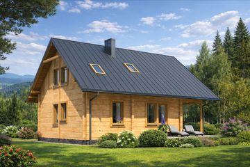  Projekt domu L-14 Dom krecia z bali (BBD1015) - projekt domu parterowego z poddaszem - Zdjęcie 3