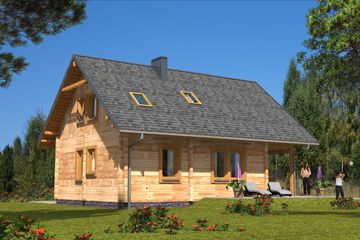  Projekt domu L-14 Dom krecia z bali (BBD1015) - projekt domu parterowego z poddaszem - Zdjęcie 3