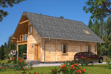  Projekt domu L-14 Dom krecia z bali (BBD1015) - projekt domu parterowego z poddaszem - Zdjęcie 2
