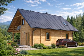  Projekt domu L-14 Dom krecia z bali (BBD1015) - projekt domu parterowego z poddaszem - Zdjęcie 2