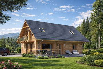  Projekt domu L-15 Dom jeżynowa z bali (BBD1017) - projekt domu parterowego z poddaszem - Zdjęcie 1