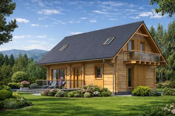 Projekt domu L-15 Dom jeżynowa z bali (BBD1017) - projekt domu parterowego z poddaszem - Zdjęcie 2