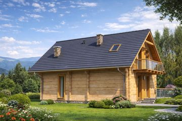  Projekt domu L-15 Dom jeżynowa z bali (BBD1017) - projekt domu parterowego z poddaszem - Zdjęcie 3