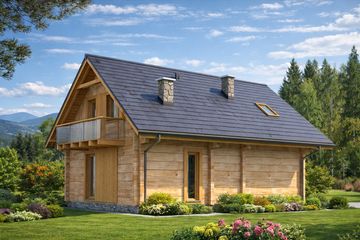  Projekt domu L-15 Dom jeżynowa z bali (BBD1017) - projekt domu parterowego z poddaszem - Zdjęcie 4