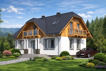  Projekt domu L-18 Dom wrzosowa murowany (BBD1021) - projekt domu parterowego z poddaszem - Zdjęcie 2