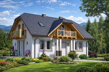  Projekt domu L-18 Dom wrzosowa murowany (BBD1021) - projekt domu parterowego z poddaszem - Zdjęcie 1