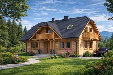  Projekt domu L-18 Dom wrzosowa - z bali (BBD1023) - projekt domu parterowego z poddaszem - Zdjęcie 2