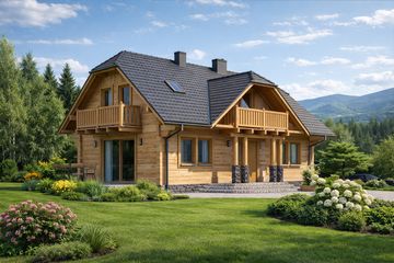  Projekt domu L-18 Dom wrzosowa - z bali (BBD1023) - projekt domu parterowego z poddaszem - Zdjęcie 1