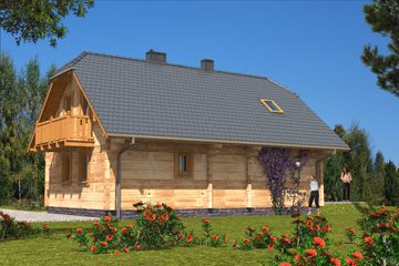  Projekt domu L-18 Dom wrzosowa - z bali (BBD1023) - projekt domu parterowego z poddaszem - Zdjęcie 3