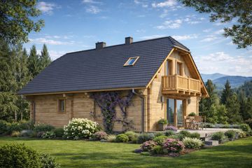  Projekt domu L-18 Dom wrzosowa - z bali (BBD1023) - projekt domu parterowego z poddaszem - Zdjęcie 3