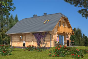  Projekt domu L-18 Dom wrzosowa - z bali (BBD1023) - projekt domu parterowego z poddaszem - Zdjęcie 4