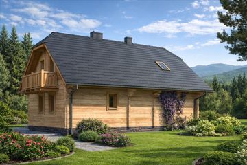  Projekt domu L-18 Dom wrzosowa - z bali (BBD1023) - projekt domu parterowego z poddaszem - Zdjęcie 4
