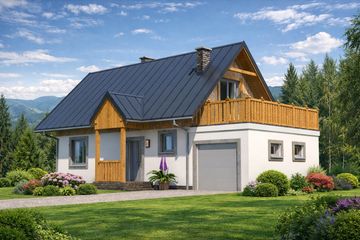  Projekt domu L-24 Dom jałowcowa murowany (BBD1029) - projekt domu parterowego z poddaszem - Zdjęcie 1