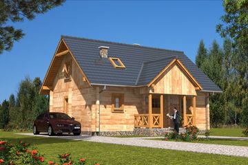  Projekt domu L-32 Dom ceglana z bali (BBD1043) - projekt domu parterowego z poddaszem - Zdjęcie 2