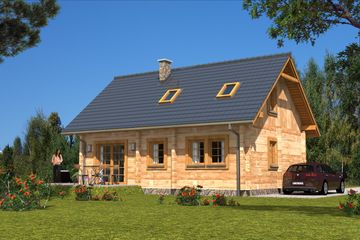  Projekt domu L-32 Dom ceglana z bali (BBD1043) - projekt domu parterowego z poddaszem - Zdjęcie 6