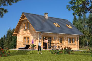  Projekt domu L-32 Dom ceglana z bali (BBD1043) - projekt domu parterowego z poddaszem - Zdjęcie 4