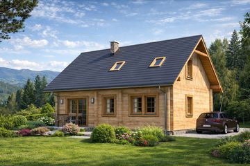  Projekt domu L-32 Dom ceglana z bali (BBD1043) - projekt domu parterowego z poddaszem - Zdjęcie 4