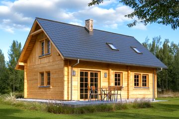  Projekt domu L-32 Dom ceglana z bali (BBD1043) - projekt domu parterowego z poddaszem - Zdjęcie 1