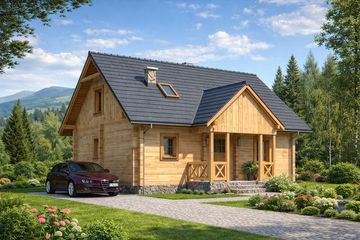  Projekt domu L-32 Dom ceglana z bali (BBD1043) - projekt domu parterowego z poddaszem - Zdjęcie 3