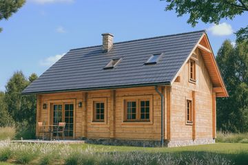  Projekt domu L-32 Dom ceglana z bali (BBD1043) - projekt domu parterowego z poddaszem - Zdjęcie 3