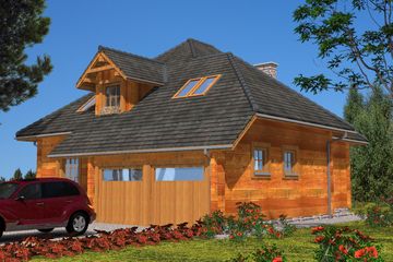  Projekt domu A-107 Dom z bali (BBD1046) - projekt domu parterowego z poddaszem - Zdjęcie 2