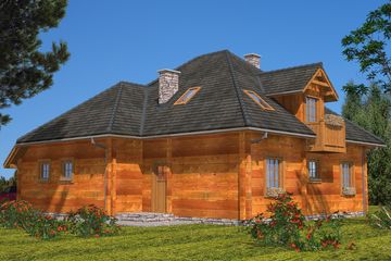  Projekt domu A-107 Dom z bali (BBD1046) - projekt domu parterowego z poddaszem - Zdjęcie 3