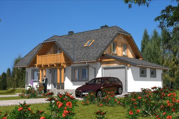  Projekt domu L-34 Dom szkieletowy (BBD1048) - projekt domu parterowego z poddaszem - Zdjęcie 1