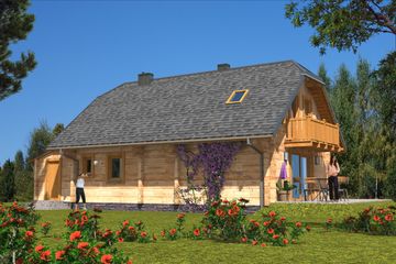  Projekt domu L-34 Dom żwirowa z bali (BBD1049) - projekt domu parterowego z poddaszem - Zdjęcie 3