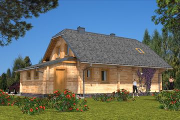  Projekt domu L-34 Dom żwirowa z bali (BBD1049) - projekt domu parterowego z poddaszem - Zdjęcie 4