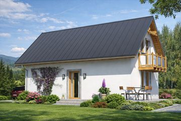 Projekt domu L-35 Dom różana - murowany - parterowy z poddaszem dom o powierzchni 93,40 m², dach dwuspadowy - ujęcie 4