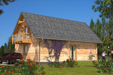  Projekt domu L-35 Dom różana z bali (BBD1052) - projekt domu parterowego z poddaszem - Zdjęcie 4