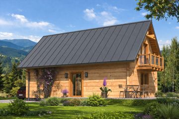  Projekt domu L-35 Dom różana z bali (BBD1052) - projekt domu parterowego z poddaszem - Zdjęcie 3