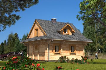 Projekt domu L-38 Dom nowa z bali (BBD1055) - projekt domu parterowego z poddaszem - Zdjęcie 2